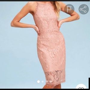 Lulu’s blush lace midi dress